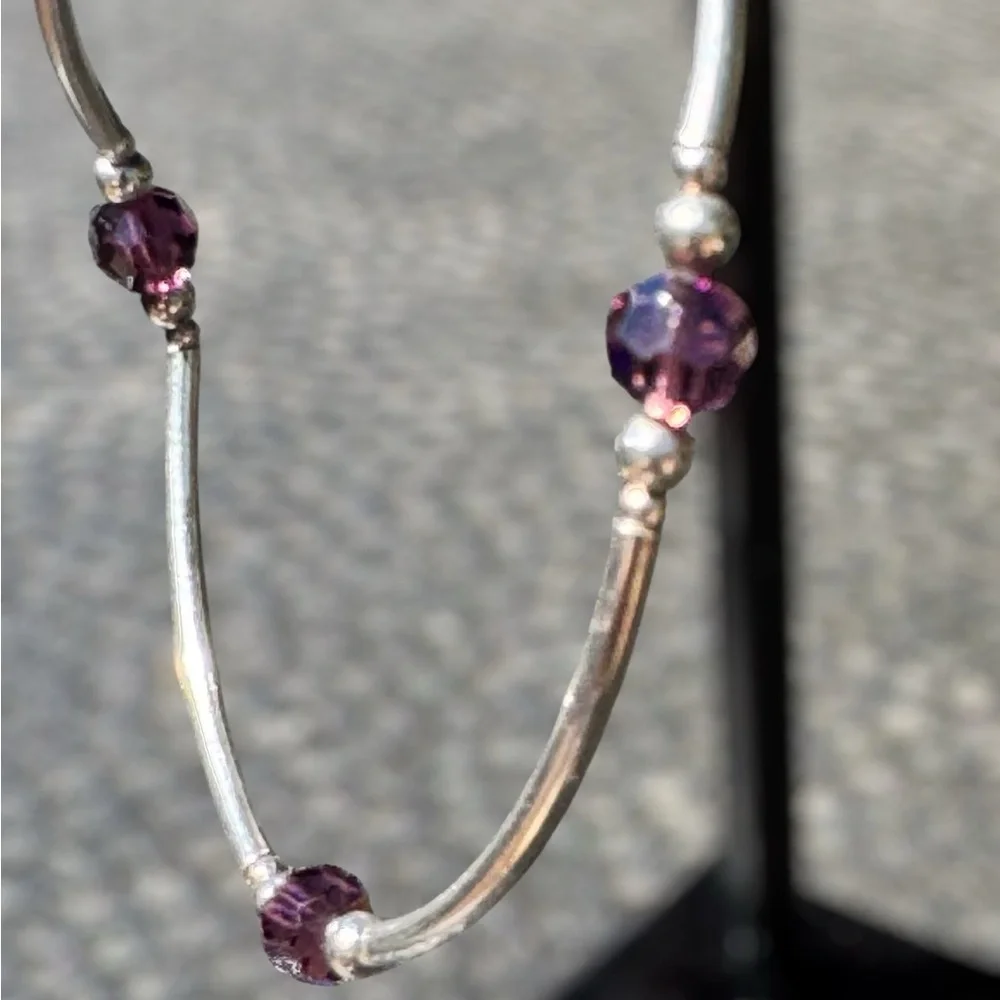 Sterling Silver Bracelet with Amethyst Faceted Beads